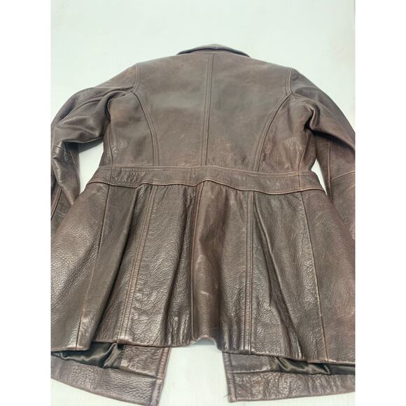 VTG Guess Jacket Button Up Leather Cleaner Brown S Women's A98 - Picture 3 of 12